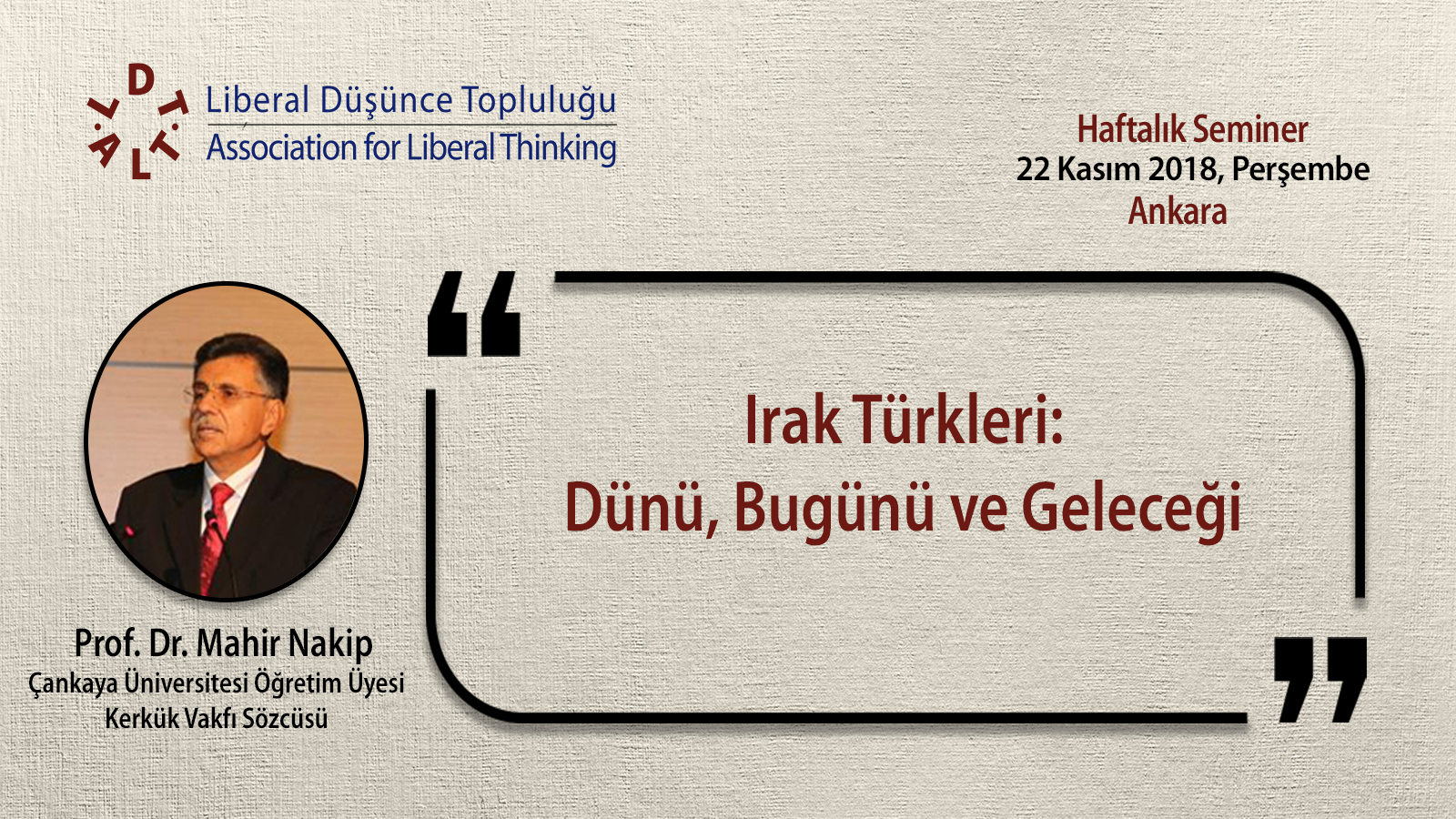 Prof. Dr. Mahir Nakip - Irak Türkleri: Dünü, Bugünü ve Geleceği 